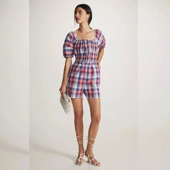 Anthropologie Kopal Brea Plaid Cotton Romper Size Small - Picture 3 of 13